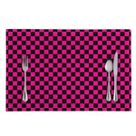 Magenta Pink And Black Checkered Print Placemat