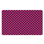 Magenta Pink And Black Checkered Print Polyester Doormat