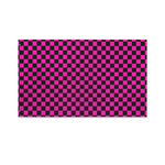 Magenta Pink And Black Checkered Print Polyester Flag