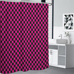 Magenta Pink And Black Checkered Print Premium Shower Curtain