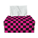 Magenta Pink And Black Checkered Print Rectangle Tissue Box Cover