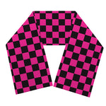 Magenta Pink And Black Checkered Print Scarf