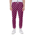 Magenta Pink And Black Checkered Print Joggers