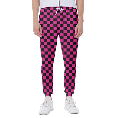 Magenta Pink And Black Checkered Print Scuba Joggers