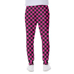 Magenta Pink And Black Checkered Print Scuba Joggers