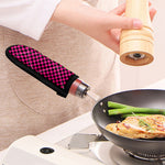 Magenta Pink And Black Checkered Print Skillet Handle Cover