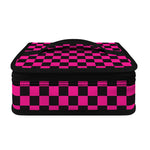 Magenta Pink And Black Checkered Print Small Lunch Bag