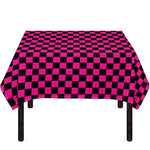 Magenta Pink And Black Checkered Print Tablecloth