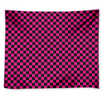 Magenta Pink And Black Checkered Print Tapestry