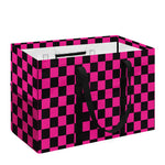 Magenta Pink And Black Checkered Print Utility Tote Bag