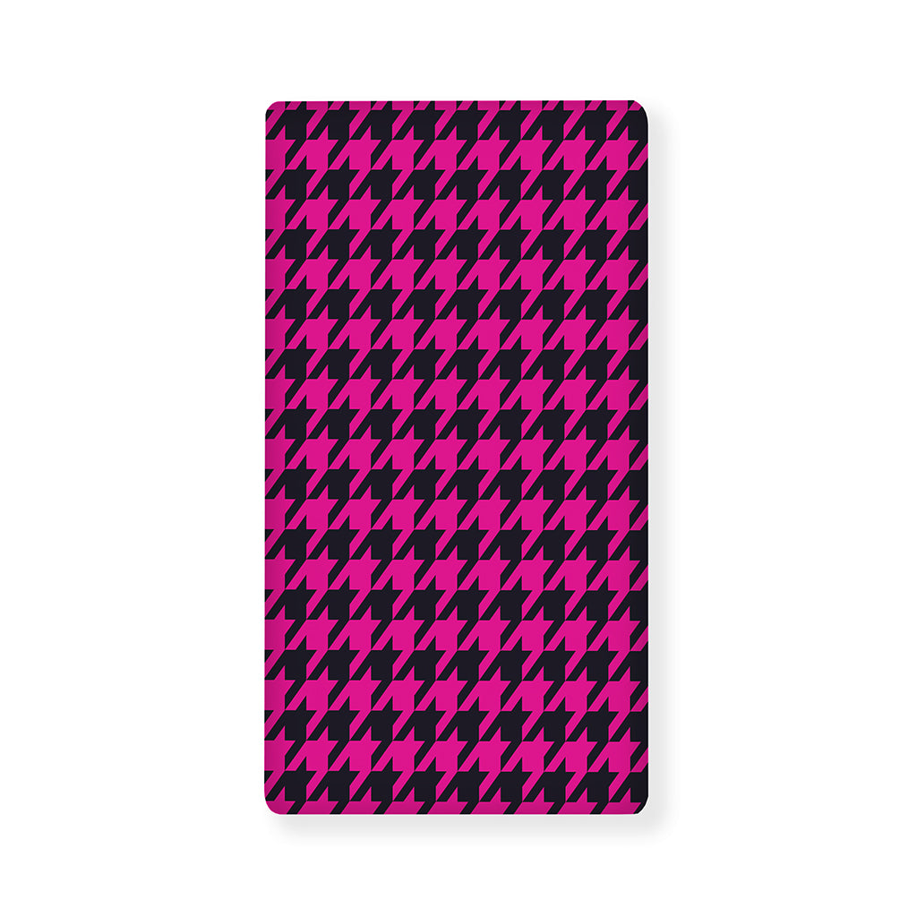 Magenta Pink And Black Houndstooth Print Baby Crib Sheet