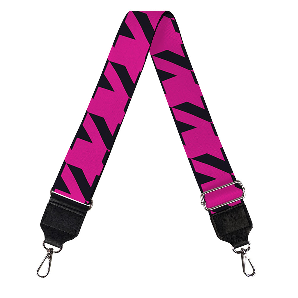 Magenta Pink And Black Houndstooth Print Bag Strap