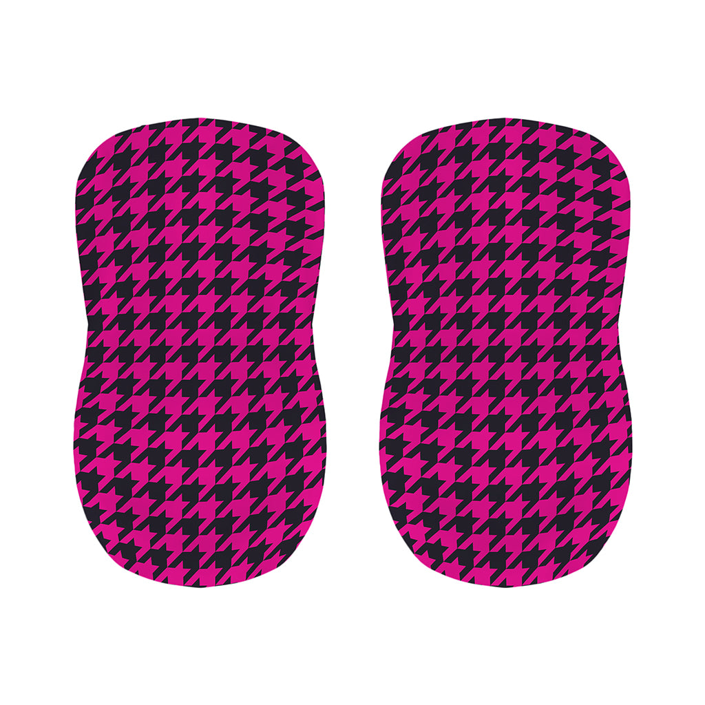 Magenta Pink And Black Houndstooth Print Bar Stool Covers
