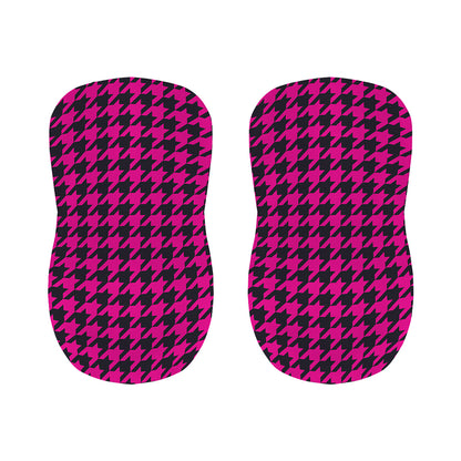 Magenta Pink And Black Houndstooth Print Bar Stool Covers