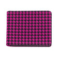 Magenta Pink And Black Houndstooth Print Bifold Wallet