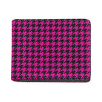 Magenta Pink And Black Houndstooth Print Bifold Wallet