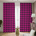 Magenta Pink And Black Houndstooth Print Dimout Pencil Pleat Curtains