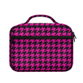 Magenta Pink And Black Houndstooth Print Briefcase Bible Bag