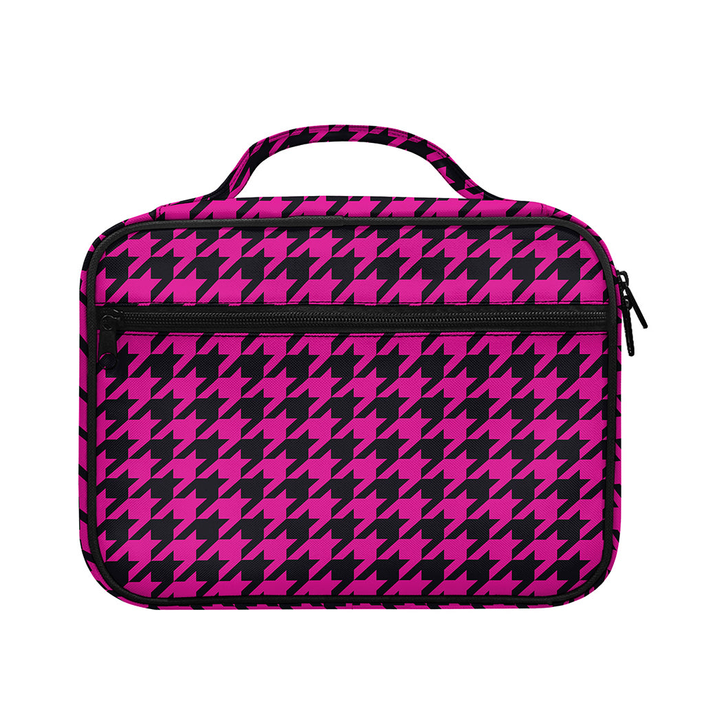 Magenta Pink And Black Houndstooth Print Briefcase Bible Bag