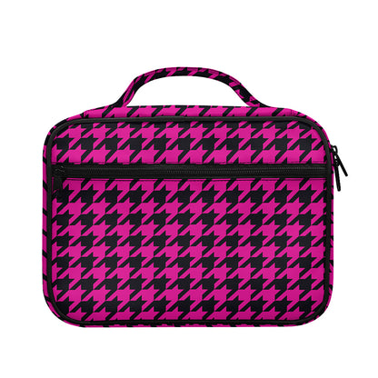 Magenta Pink And Black Houndstooth Print Briefcase Bible Bag
