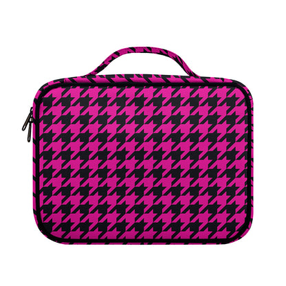 Magenta Pink And Black Houndstooth Print Briefcase Bible Bag