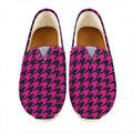 Magenta Pink And Black Houndstooth Print Casual Shoes