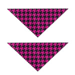 Magenta Pink And Black Houndstooth Print Dog Bandana