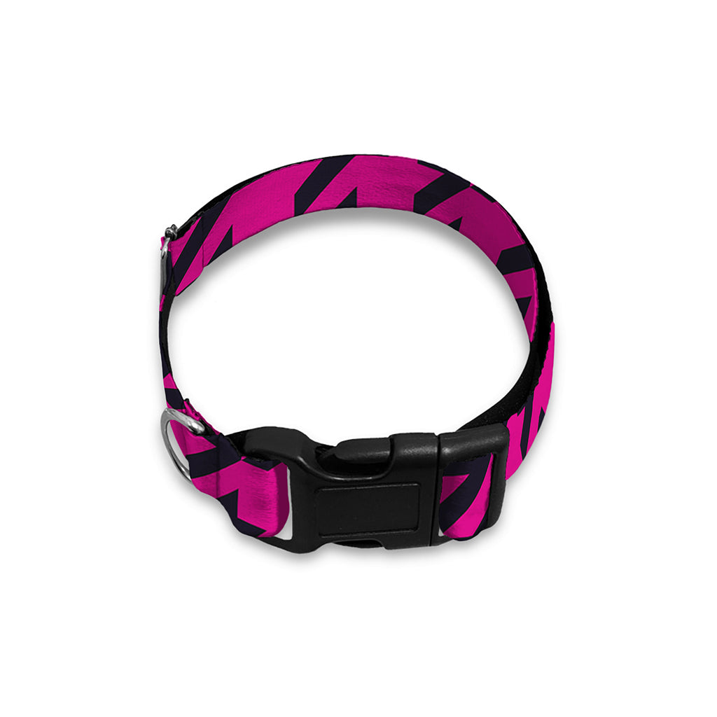 Magenta Pink And Black Houndstooth Print Dog Collar