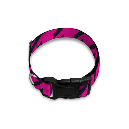 Magenta Pink And Black Houndstooth Print Dog Collar