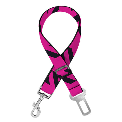 Magenta Pink And Black Houndstooth Print Dog Seat Belt