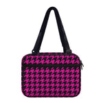 Magenta Pink And Black Houndstooth Print Double Strap Bible Bag