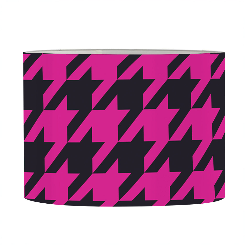 Magenta Pink And Black Houndstooth Print Drum Lamp Shade