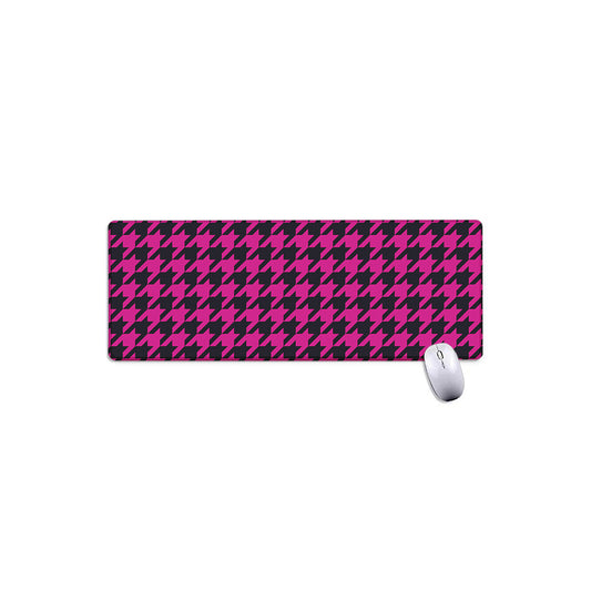 Magenta Pink And Black Houndstooth Print Extended Mouse Pad