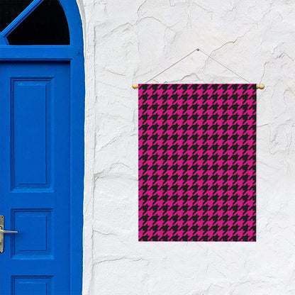Magenta Pink And Black Houndstooth Print Garden Flag