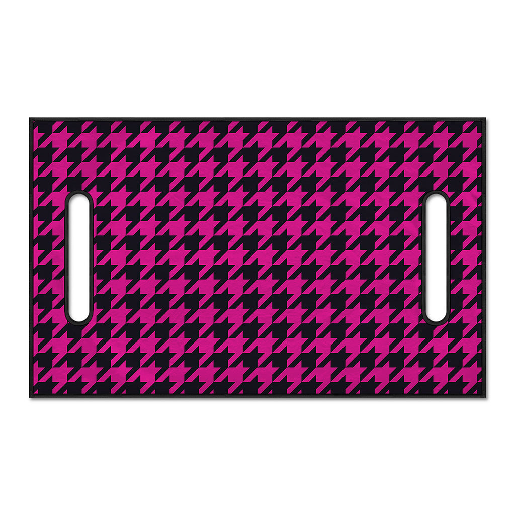 Magenta Pink And Black Houndstooth Print Golf Cart Seat Cover