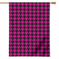 Magenta Pink And Black Houndstooth Print House Flag