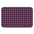 Magenta Pink And Black Houndstooth Print Indoor Door Mat