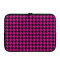 Magenta Pink And Black Houndstooth Print Laptop Sleeve