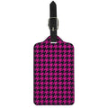 Magenta Pink And Black Houndstooth Print Luggage Tag
