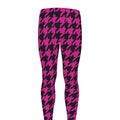 Magenta Pink And Black Houndstooth Print Men's Leggings