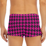 Magenta Pink And Black Houndstooth Print Men's Short Boxer Briefs
