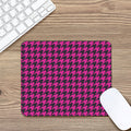 Magenta Pink And Black Houndstooth Print Mouse Pad