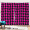 Magenta Pink And Black Houndstooth Print Pencil Pleat Curtains