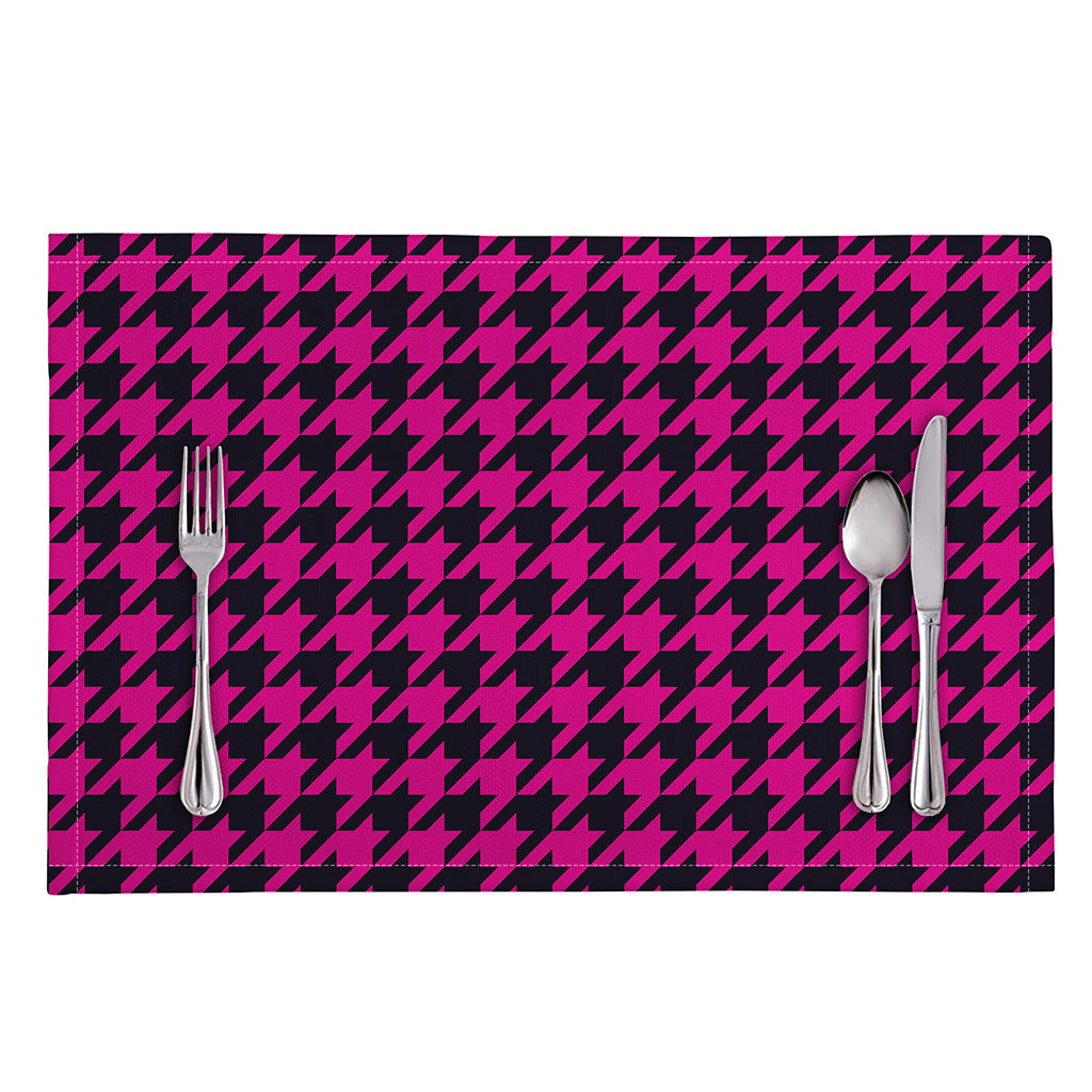 Magenta Pink And Black Houndstooth Print Placemat