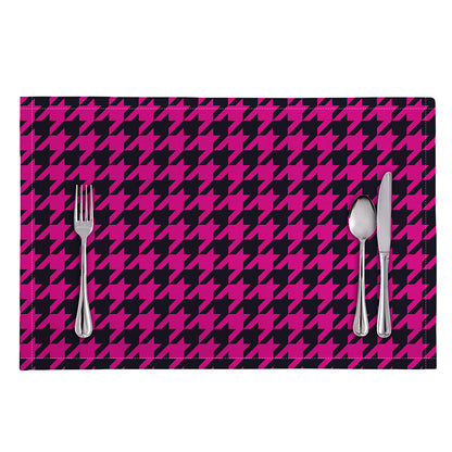 Magenta Pink And Black Houndstooth Print Placemat