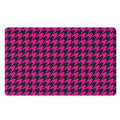Magenta Pink And Black Houndstooth Print Polyester Doormat