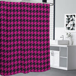 Magenta Pink And Black Houndstooth Print Premium Shower Curtain