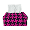 Magenta Pink And Black Houndstooth Print Rectangle Tissue Box Cover