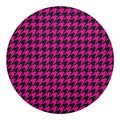 Magenta Pink And Black Houndstooth Print Round Blanket