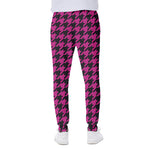 Magenta Pink And Black Houndstooth Print Scuba Joggers